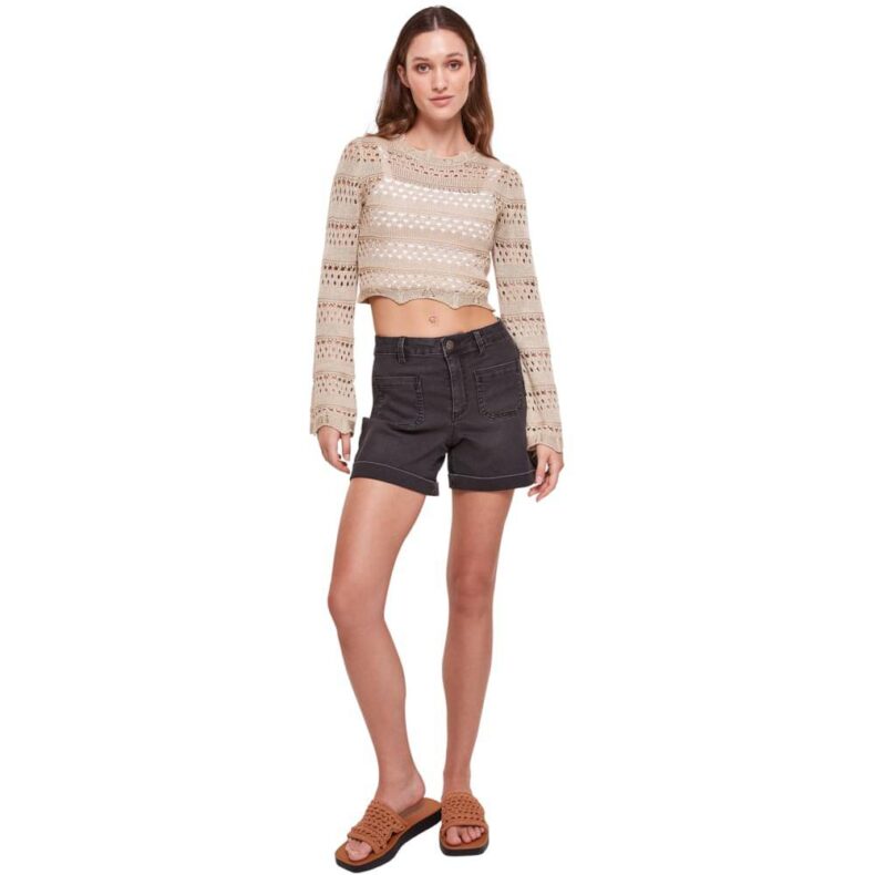 Top Urban Classics Ladies Crochet Knit Sweater Softseagrass 5