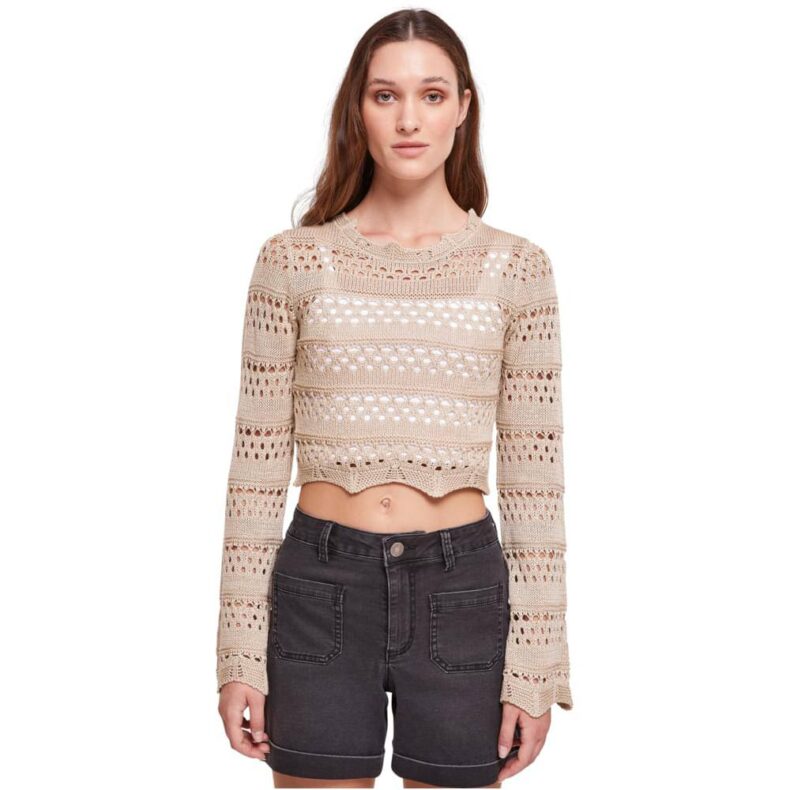 Top Urban Classics Ladies Crochet Knit Sweater Softseagrass