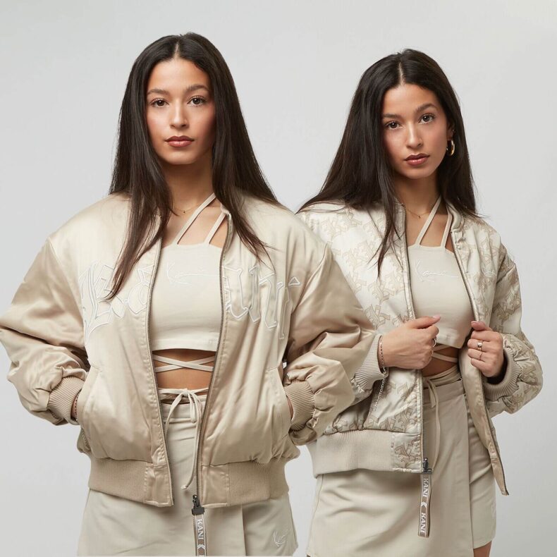 Geaca Karl Kani Woven Signature Reversible Satin Bomber Light Sand