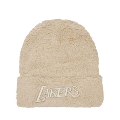 Caciula Mitchell & Ness Los Angeles Lakers Sherpa Knit HWC off white