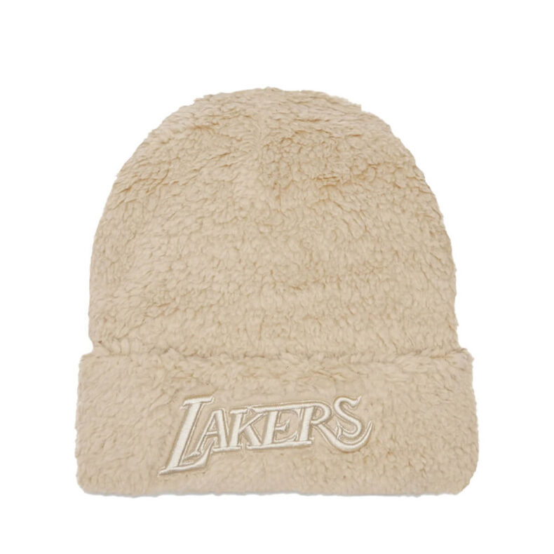 Caciula Mitchell & Ness Los Angeles Lakers Sherpa Knit HWC off white