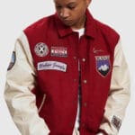 Geaca Karl Kani Chest Signature Block College Dark RedOff White