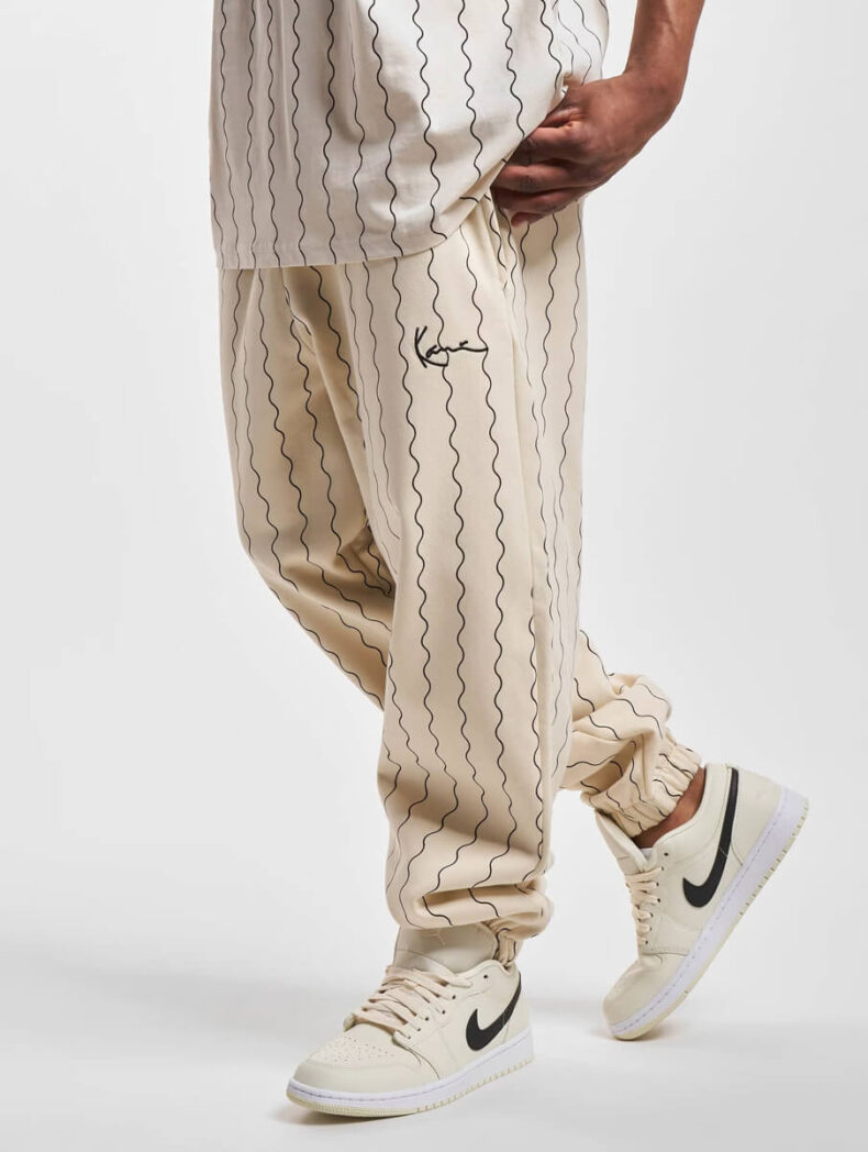 Pantaloni Karl Kani Small Signature Ziczac Pinstripe Relaxed Fit Off WhiteBlack