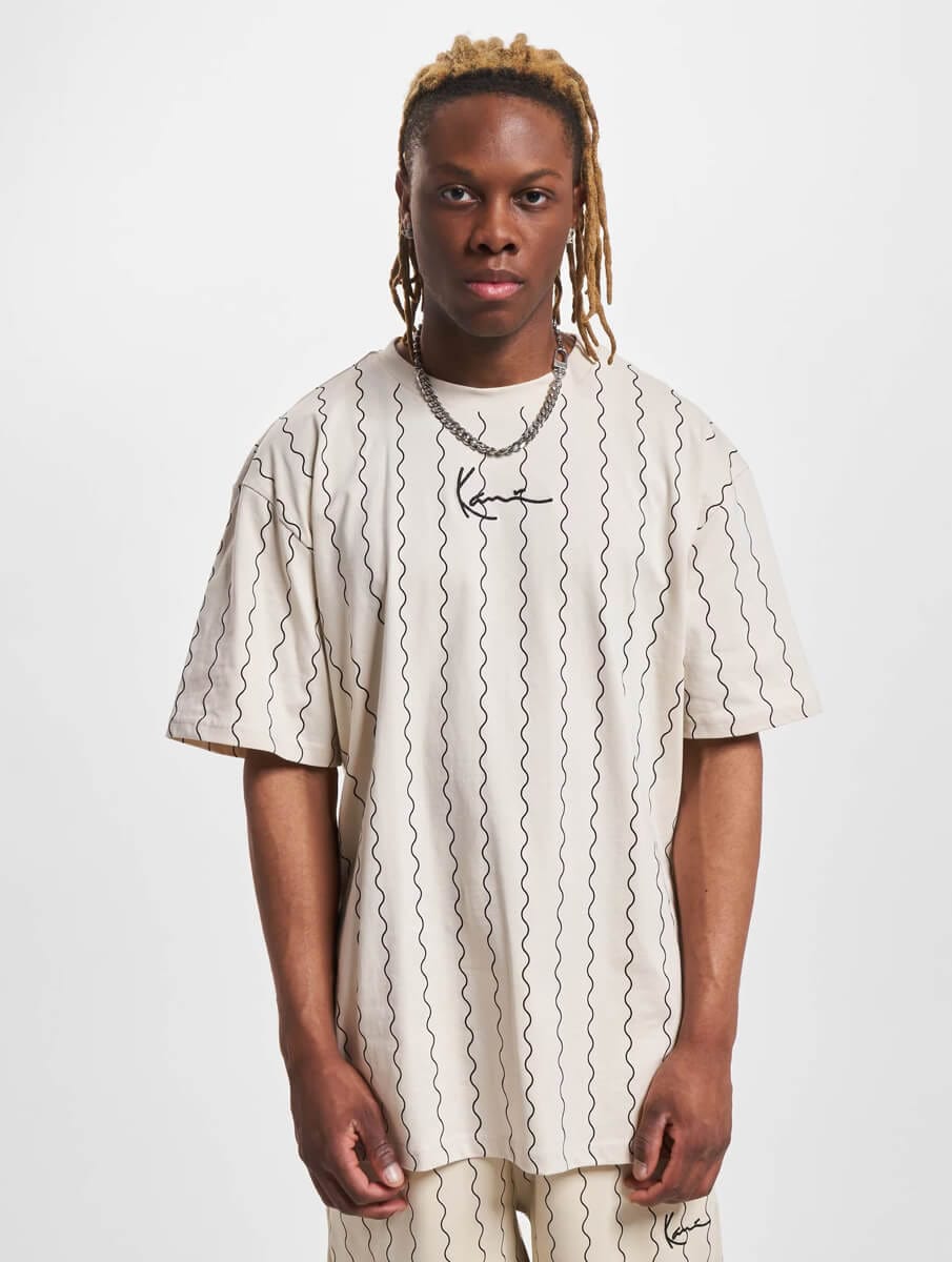 Tricou Karl Kani Small Signature Ziczac Pinstripe Off WhiteBlack Tricou Karl Kani Small Signature Ziczac Pinstripe Off WhiteBlack