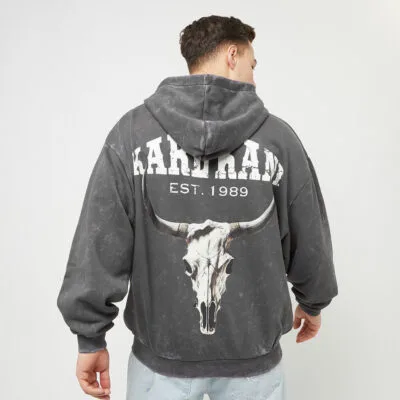 Hanorac Karl Kani Chest Signature OS Washed Full Zip Skull Anthracite