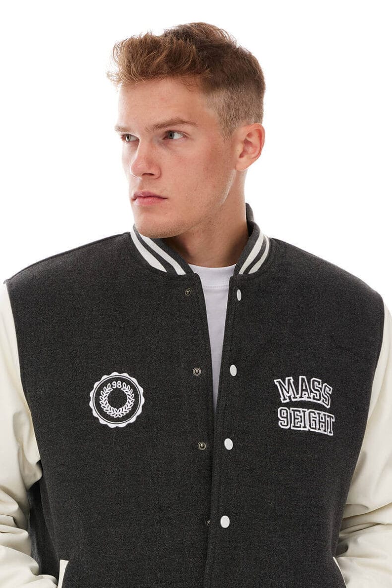 Geaca Mass Denim Athletic Baseball Jacket dark heather grey 4