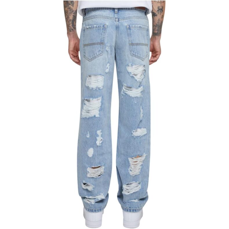 Blugi Urban Classics Heavy Ounce Straight Fit Heavy Destroyed Blue 1