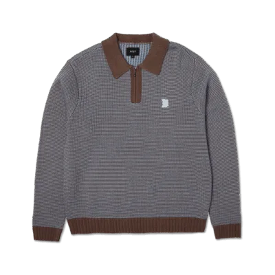 Sweater HUF Megablast Two Tone Waffle Washed Blue Moss